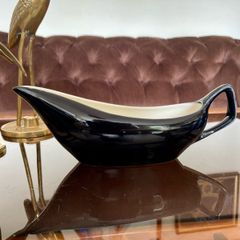 Vintage Slender 1950s Avant Garde Gravy Boat Black White