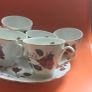 18 Piece Incomplete Cmielow porcelain Teaset made in Poland Vintage 50s 60s Old Rose Design Teaset HTF Image 5