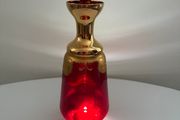 Glass Decanter. Vintage Bohemian-Style Ruby &amp; Gilt Enamel Liqueur Decanter