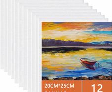 12 Packs Blank Art Canvases Pre Stretched Canvas Board, 100% Cotton Artist Painting Canvas for Acrylic Painting, Oil Paint