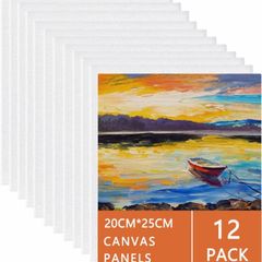 12 Packs Blank Art Canvases Pre Stretched Canvas Board, 100% Cotton Artist Painting Canvas for Acrylic Painting, Oil Paint