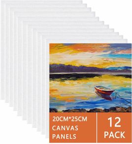 12 Packs Blank Art Canvases Pre Stretched Canvas Board, 100% Cotton Artist Painting Canvas for Acrylic Painting, Oil Paint