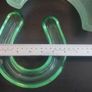 Fabulous Pair of Art Deco Green Glass Posy Vases by Bagley & Co, Green Glass Horseshoe Vase and Frosted Green Glass Semi Circular Ring Vase, both circa 1930s Image 6