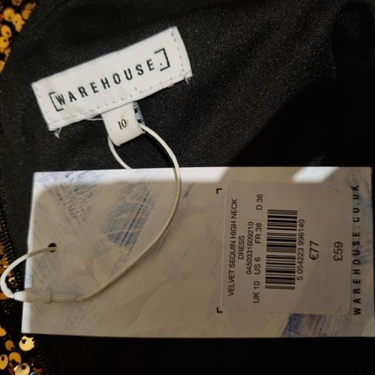 Warehouse London WAREHOUSE  Velvet Sequin High Neck Dress