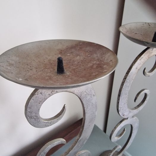 Solid heavy iron vintage candle holders
