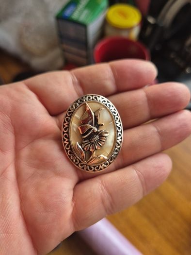 Vintage Cameo Butterfly Brooch