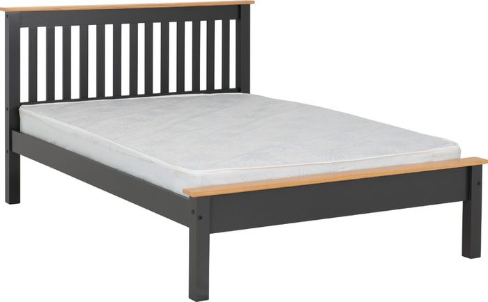 Monaco 4'6" Bed Low Foot End in grey/oak, white And Pine