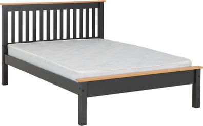 Monaco 4'6" Bed Low Foot End in White And Antique Pine