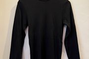 Black Ribbed Brushed Long Sleeve Thermal Top Size XS!