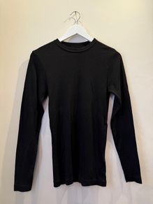 Black Ribbed Brushed Long Sleeve Thermal Top Size XS!