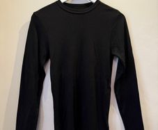 Black Ribbed Brushed Long Sleeve Thermal Top Size XS!