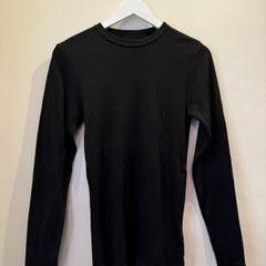 Black Ribbed Brushed Long Sleeve Thermal Top Size XS!