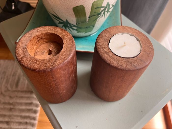 Handturned wooden candleholders