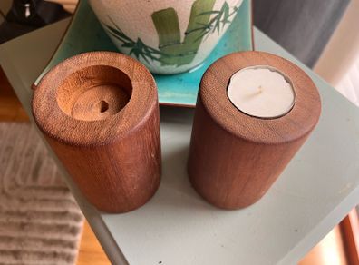 Handturned wooden candleholders