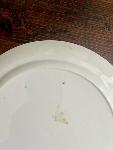Antique Arklow pottery 1930s early green stamp spongeware plates