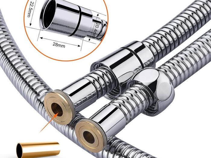 Shower Hose 1.7m, Ibergrif Stainless Steel Shower Pipe Anti Twist, Anti-Kink, Leakproof Universal Standard Fit G1/2 Replacement Hose with Brass Connectors and Washers, Chrome -Silver