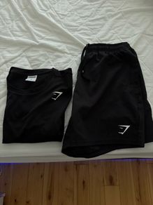 Mens Gymshark Black Tee and Shorts Set
