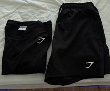 Mens Gymshark Black Tee and Shorts Set