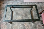 Glass &amp; dark green metal coffee Table