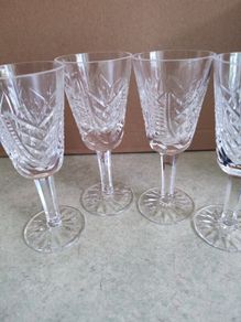 SET OF 4 Irish Waterford Crystal Cut Glass Sherry Glasses Pattern Clare