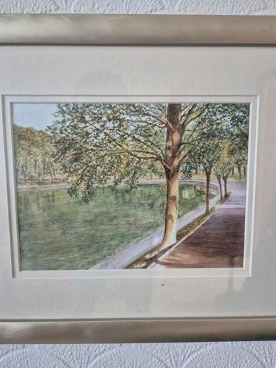 Premium Custom Framed Original Watercolor Wood Cushion Profile Frame