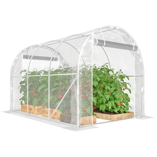 6m Garden Tunnel Greenhouse tunnel greenhouse 195x295x195cm galvanized steel frame, 150 g/m PE cover transparent