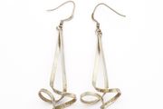Vintage 925 Silver Long Abstract Sculptural Earrings
