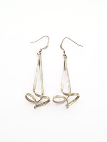 Vintage 925 Silver Long Abstract Sculptural Earrings
