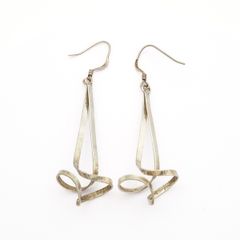 Vintage 925 Silver Long Abstract Sculptural Earrings