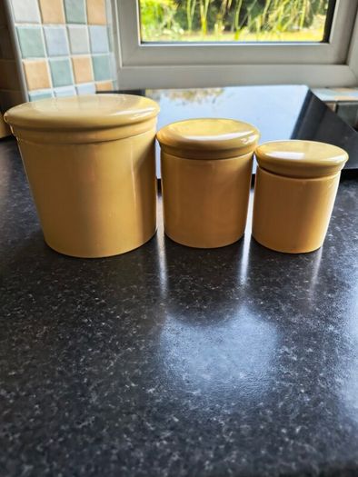 ceramic yellow storage jars