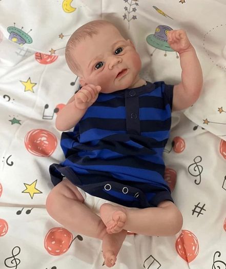 Reborn Dolls 17inch 46cm Reborn Baby Dolls Reborn Toddler Dolls Lifelike Real Soft Touch Maddie with Hand-Drawing Hair Handmade Doll Xmas Gift (FREE POSTAGE)