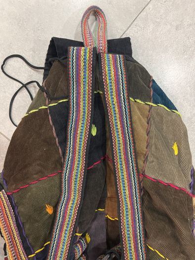 Handmade Patchwork Cotton Backpack Boho Peru Craft Vintage Ethnic Hippie Bag Unisex