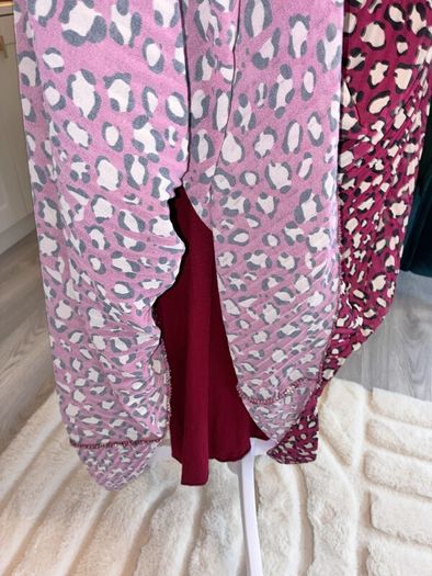 Burgundy & Cream Midi Dress from Pala D'oro Size L-XL / UK 14-16 / EU 42-44