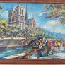 Vintage oil painting Paris Notre Dame Cathedral Image 4