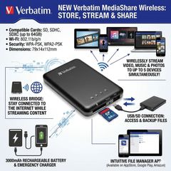 Verbatim MediaShare Wireless Store, Stream & Share Wireless Media Hub