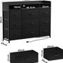 Chest of Drawers with Charging Station and LED Light, Dresser TV Stand with 9 Fabric Drawers Image 7
