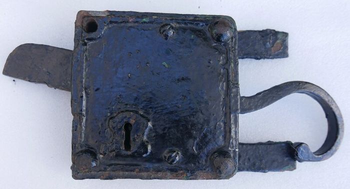 Amazing Antique Early Elbow Lock Rim Lock