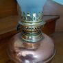 Antique French copper base oil lamp works Image 5