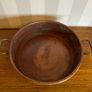 Beautiful large antique solid copper flat-bottom pan with riveted brass handles. Image 3