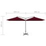 Double Parasol with Steel Pole Bordeaux Red 600x300 cm Image 8