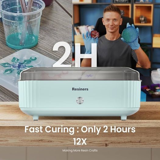 Resin Curing Machine with UK Plug for Resin Starter, Cure Air, Auto Curing 2H Resin Supplies, Resin Dryer Curing Station for Epoxy Resin Molds Art Craft Casting, Mint Green
