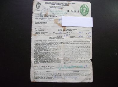 1956 Vintage Irish Driving Licence