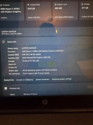 Hp Pavillion, 15" screen, fingerprint