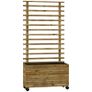 Raised Bed with Drainage Holes, Wood Planter with Trellis for Climbing Plants to Grow Vegetables, Flowers, Brown Image 3