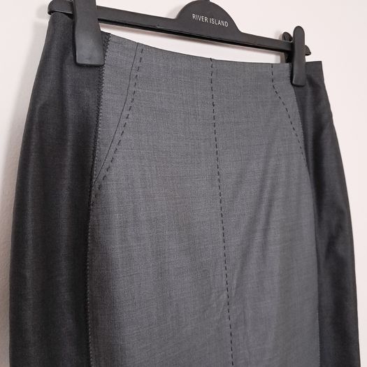 Quin & Donnelly Grey Two-Tone Professional Tailored Pencil Midi Skirt 12UK/40EU