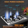 Gas Hob 4 Burners, 60cm Built-in Stainless Steel Cooktop, NG/LPG Convertible Propane Gas Stove with Flame Failure Thermocouple Protection, 8800W High Power Image 3