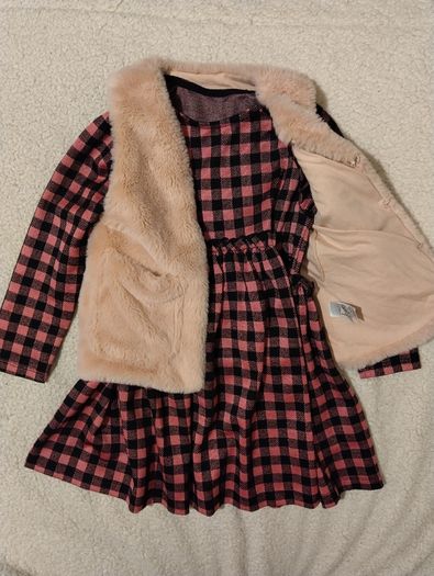 Girls Pink Check Dress