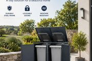 Double Metal Wheelie Bin Storage Box for 2 x 240L Bins Lockable Anthracite Powder-Coated Steel Bin Store