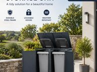 main image for ad Double Metal Wheelie Bin Storage Box for 2 x 240L Bins Lockable Anthracite Powder-Coated Steel Bin Store