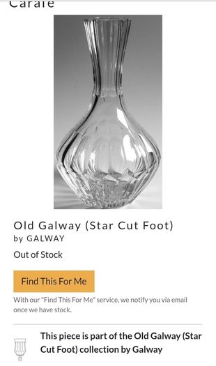 Rare Galway Crystal Old Galway star cut carafe